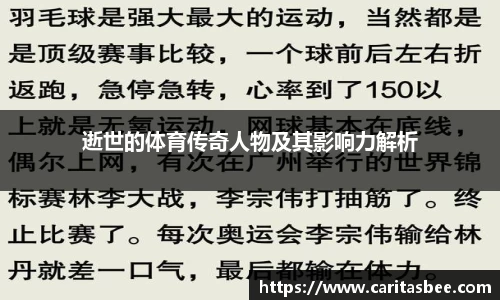 逝世的体育传奇人物及其影响力解析